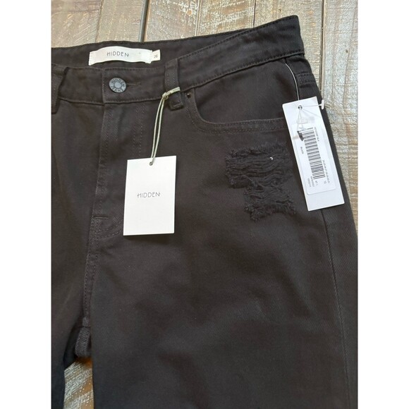 Hidden Jeans Black Skinny Pockets Women’s Size 27 Distressed NWT Dark Wash - Picture 6 of 9